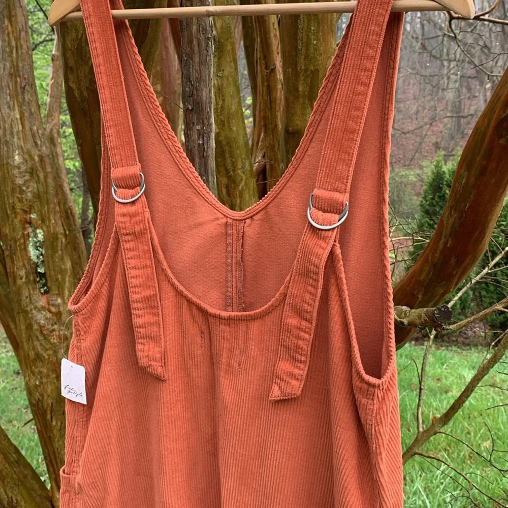 Free People High Roller Corduroy Jumpsuit in Burnt Orange